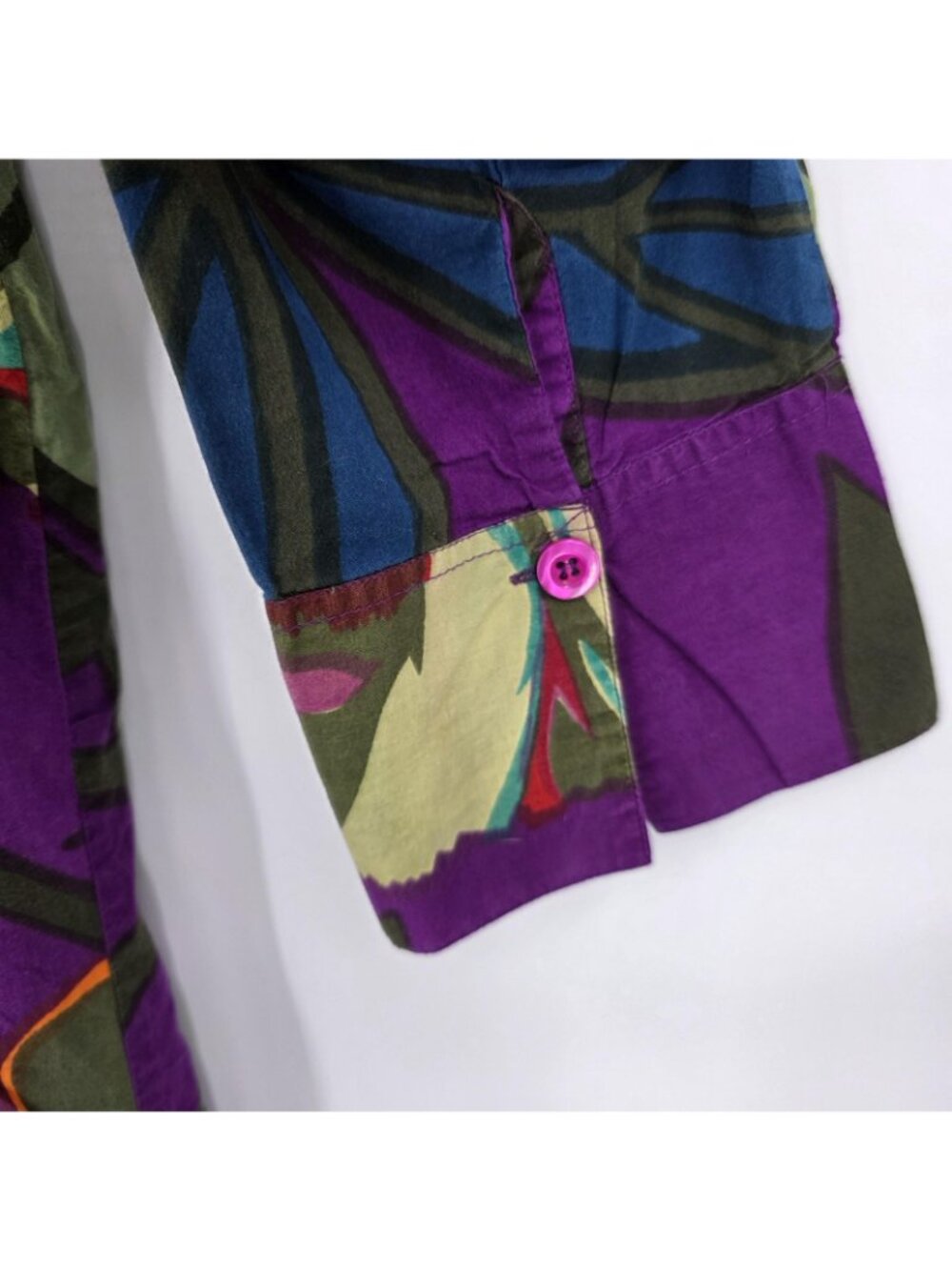 Soft Surroundings Tunic Shirt Women L Purple Floral Pockets Boho Artsy Lagenlook - Picture 8 of 15